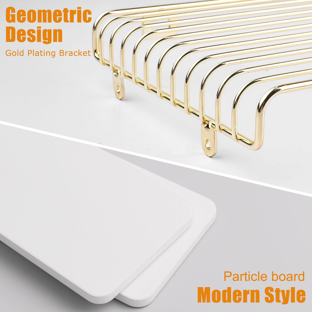 Filano Floating Nightstand White and Gold Wall Mounted Nightstand, Small Bedside Wall Shelves for Bedroom, Wood Floating Bed Side Table/Night Stand 2 Tiers Modern Decor Filano