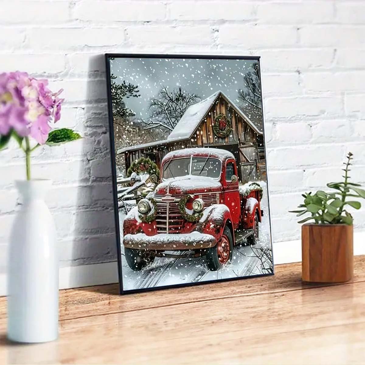 GEMFAMILY Winter Car Diamond Art Kits for Adults, 5D Diamond Painting Kits for Beginners,DIY Round Full Drill Diamond Painting Kits for Home Wall Decor 12 x 16 Inch GEMFAMILY