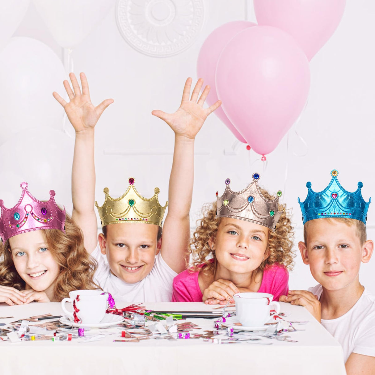 Hoedia 25PCS Foam Princess Crowns and Tiaras for Birthday Party Favors Hats, DIY Prince Crown Kit Paper Tiara with Crystal Diamond Sticker Hoedia