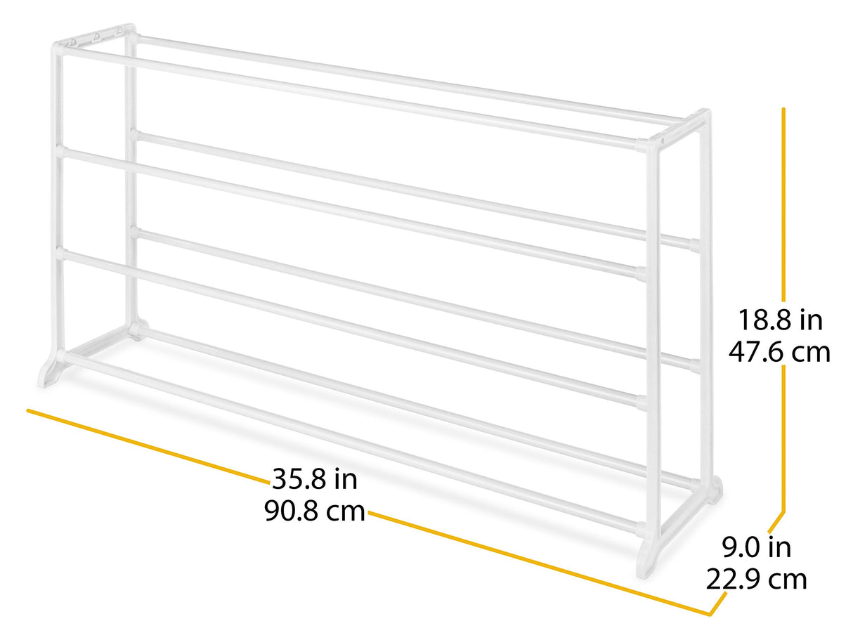 Whitmor 4 Tier 20 Pair Floor Shoe Rack - White Whitmor
