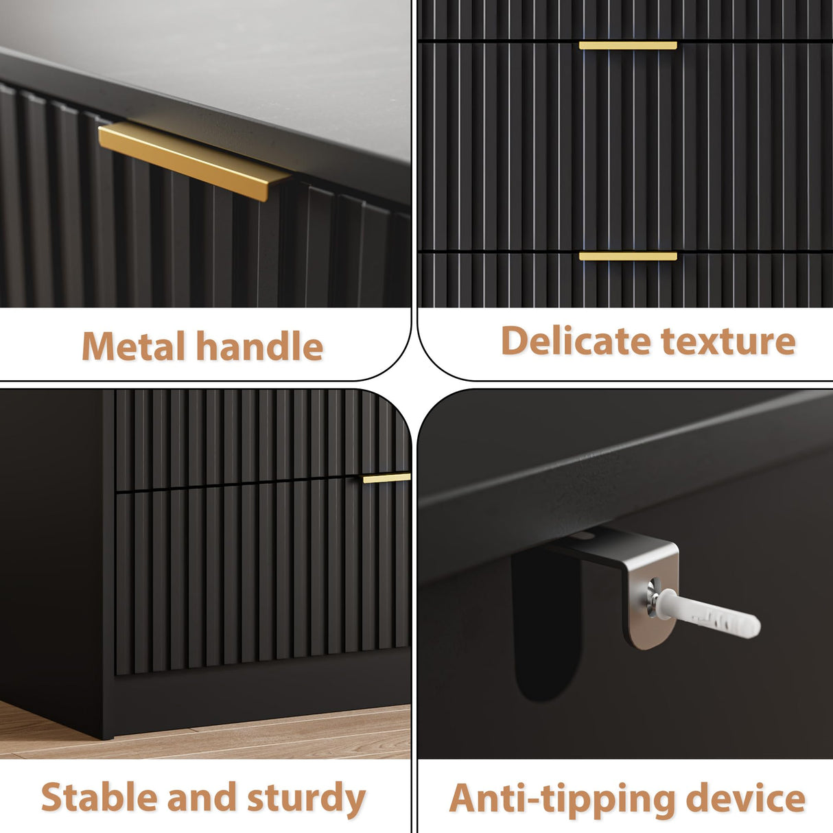 MAISONARIA Black Dresser for Bedroom, 9 Drawer Double Dresser, Modern Chest of Drawers for Bedroom, Living Room, Entryway and Closet, 63" L x 15.7" D x 31.5" H MAISONARIA