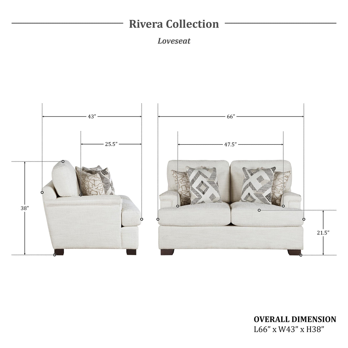 Lexicon Modern Couch, Chenille Loveseat with Deep Seats, 4 Accent Pillows, Track Arms, Removable Cushion Covers, Upholstered Living Room Furniture, 2 Seater Couch, Cream Lexicon