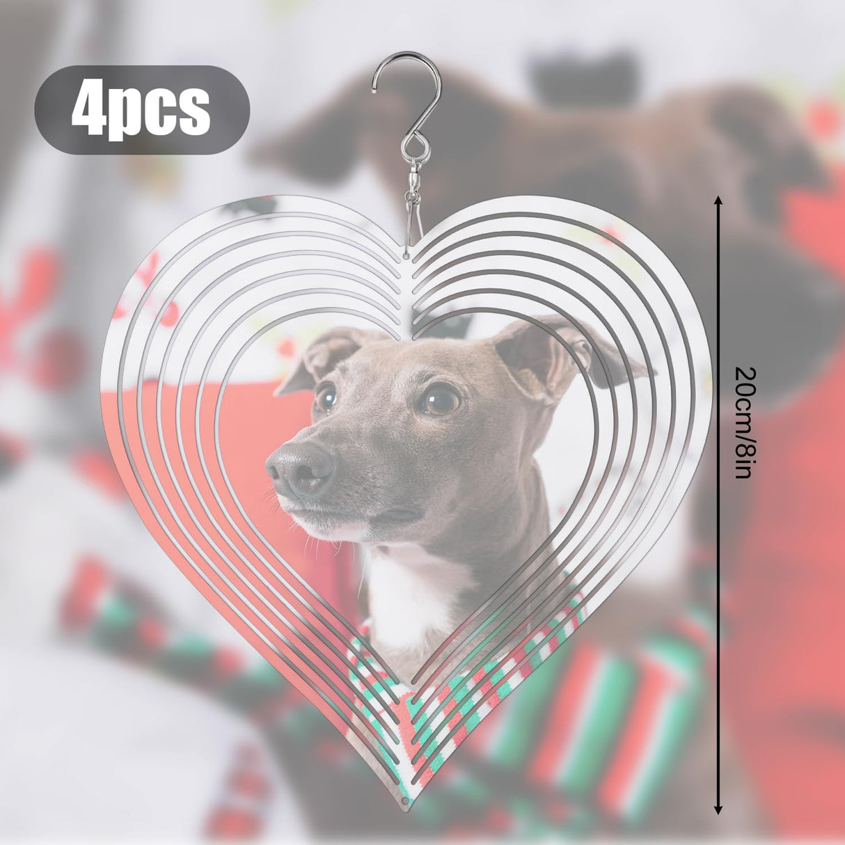 4pcs Sublimation Wind Spinner Blanks Heart, 8 inch Sublimation Blanks Spinners, Metal Wind Spinners for Crafts, 3D Wind Spinners Hanging for Indoor Outdoor Garden Lawn Yard Decoration SAVITA