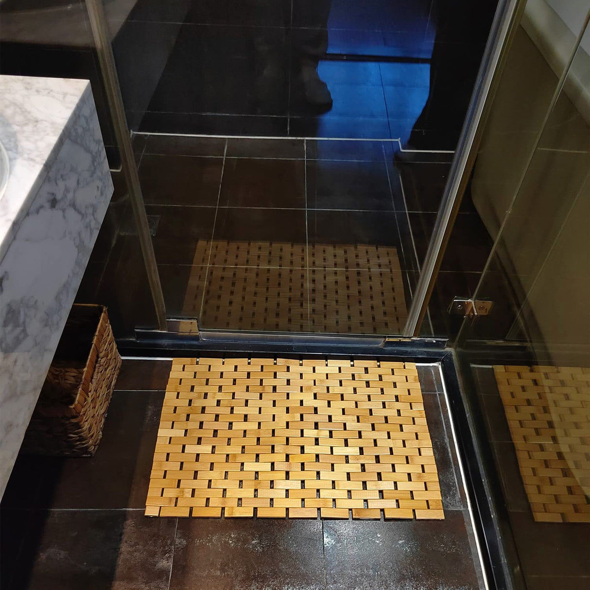 HJJKKH Bath Mat Rayon Derived from Bamboo 15.7X 23.6 inches, Non Slip and Foldable Floor Shower Bath Mat for Bathroom, Bathtub, Shower, Sauna, Hot Tub HJJKKH