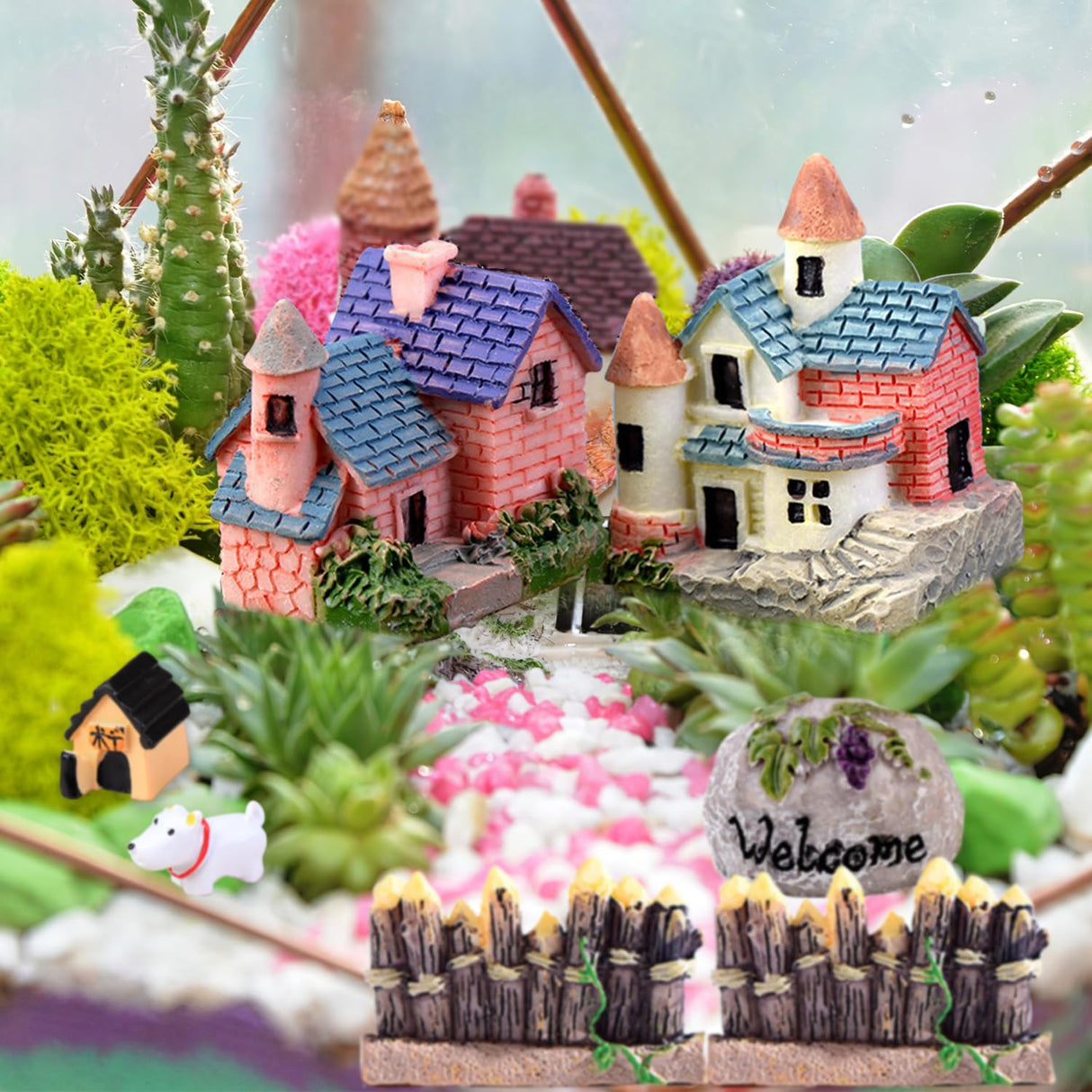 CHAKANLX Fairy Garden Accessories, Fairies Welcome Garden Kit, 48pcs Miniature Fairy Garden Ornament for Christmas Decoration Fairy Garden Potted Plant Desk Decor CHAKANLX