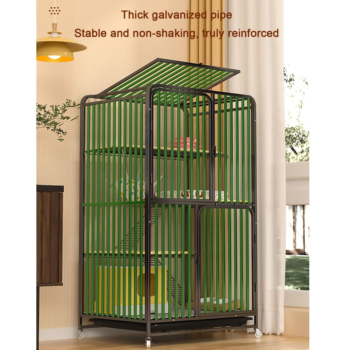 Cat Cage Indoor, Full Square Tube Cat Villa, Small Animal Indoor Detachable Metal Cage, Reinforcement and Widening Platform(White,71x55x127cm) FLQYJJDP