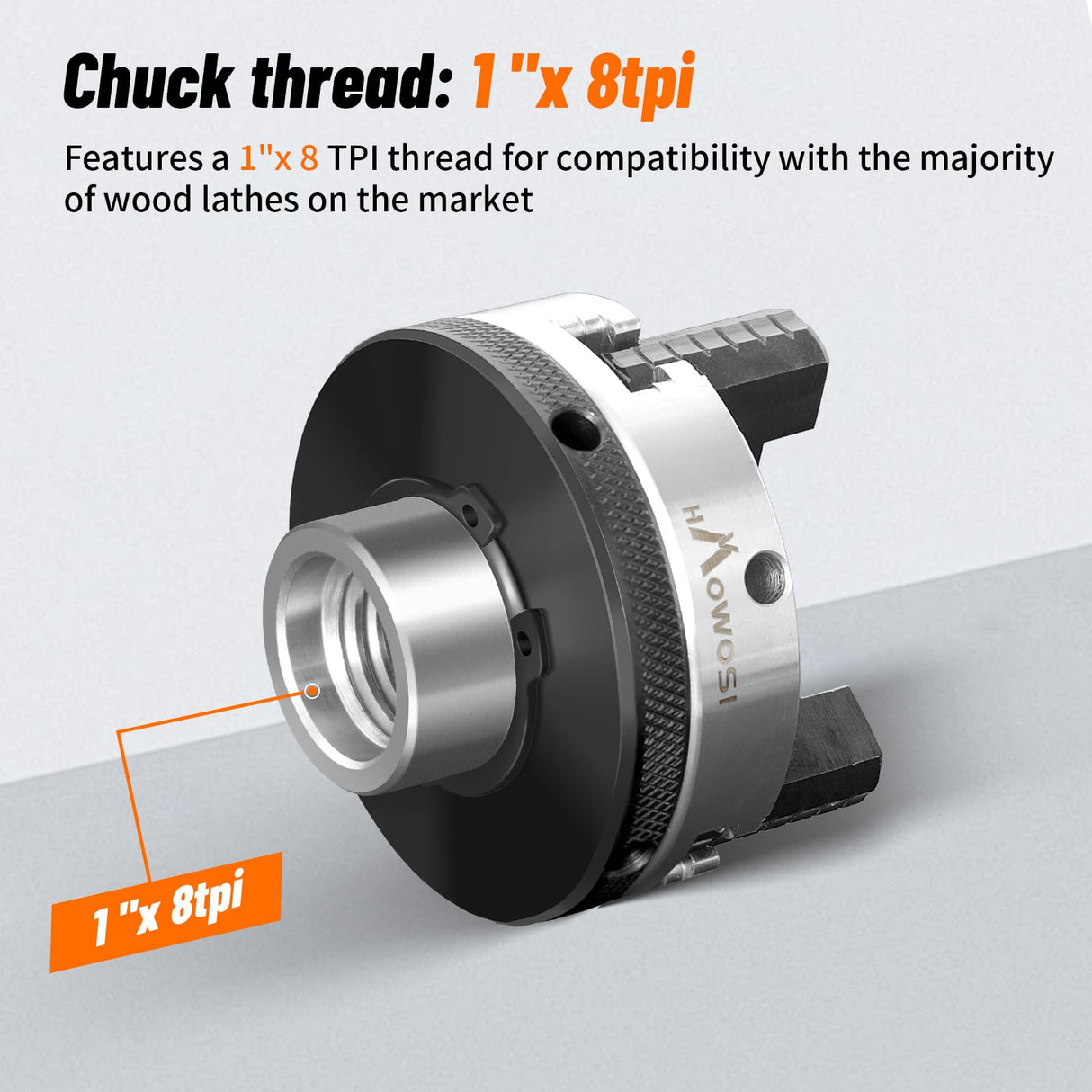 Wood Lathe Chuck 3 Inch 3 Jaw,Self-Centering Lathe Chucks for Woodturning with 1 x 8TPI Thread,for Woodworking Lathe Tools HAowosi