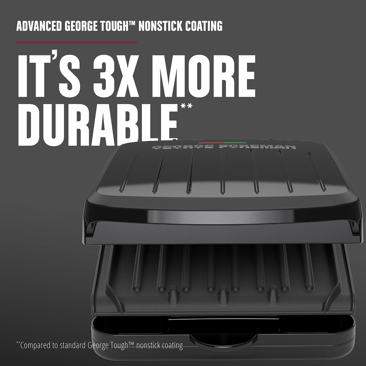 George Foreman 2-Serving Classic Plate Electric Indoor Grill and Panini Press, Black, GRS040B George Foreman