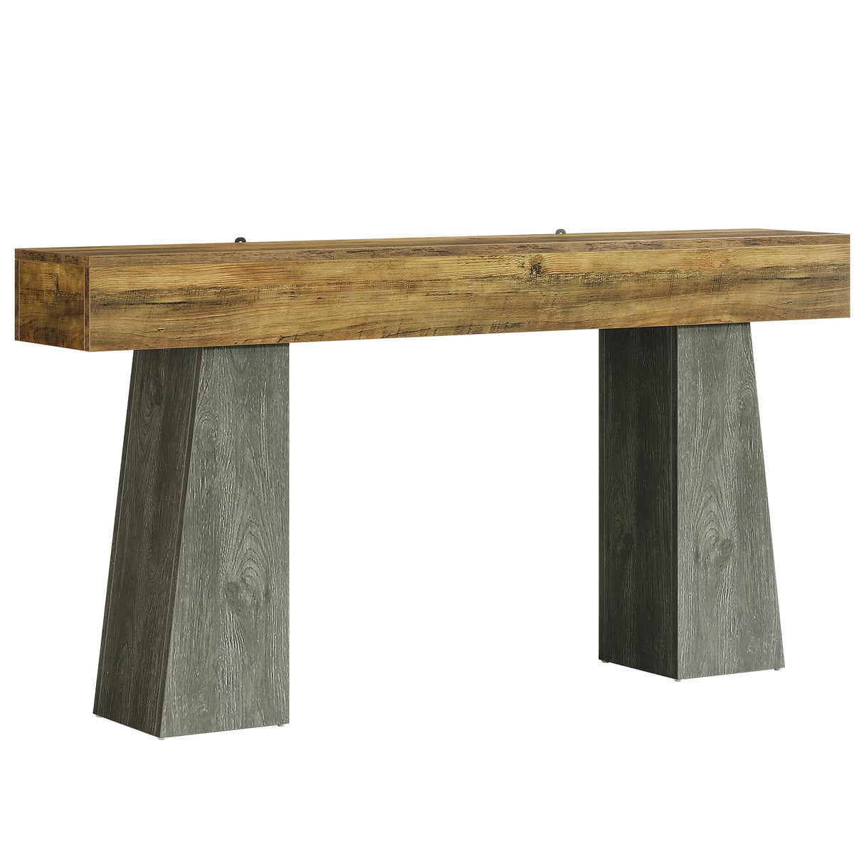 Tribesigns Farmhouse Entryway Table, 63-Inch Long Wooden Sofa Console Table, Rustic Console Behind Couch with Double Trapezoid Bases for Entrance Living Room Hallway Tribesigns