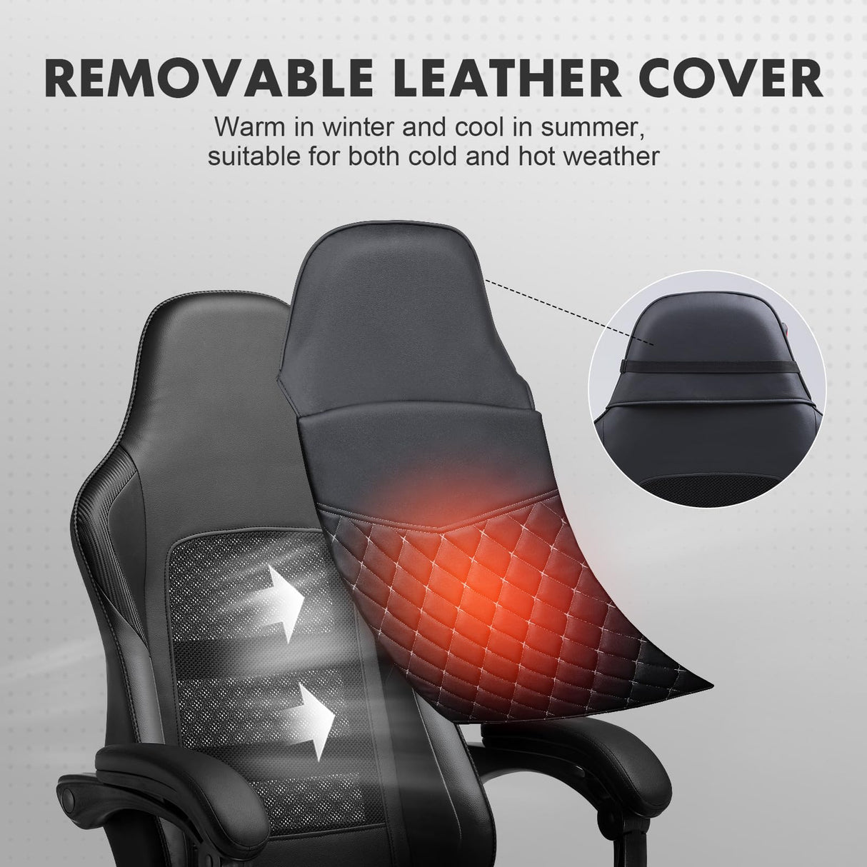 GTPLAYER Gaming Chair, High Back Leather Computer Gaming Chair with Footrest, Ergonomic Height Adjustable Office Chair with Removable Cover and Lumbar Support for Gaming and Work (Black) GTPLAYER
