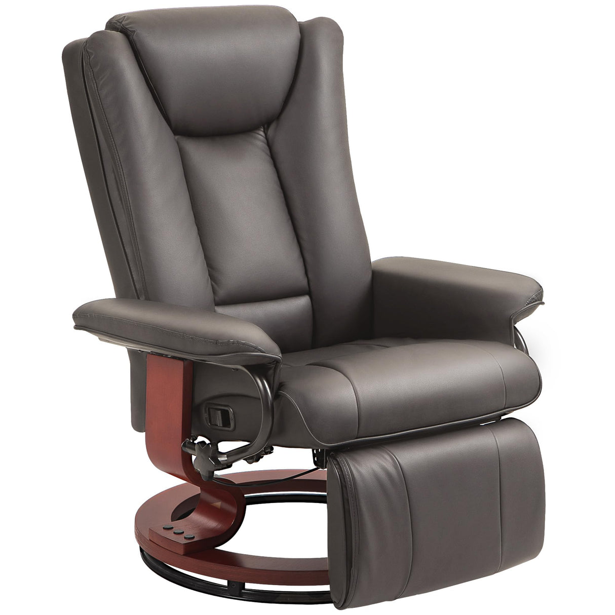 HOMCOM Manual Swivel Recliner Chair, PU Leather Reclining Chair with Footrest for Living Room, Brown HOMCOM