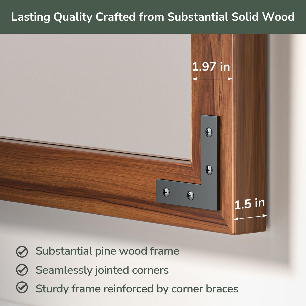 TokeShimi 60x36 Inch Rustic Wooden Framed Bathroom Mirror Over Sink, Pine Wood for Farmhouse Mirror, Water-Proof, French Cleats Installation, HD-Reflection and Shatter-Proof Glass TokeShimi