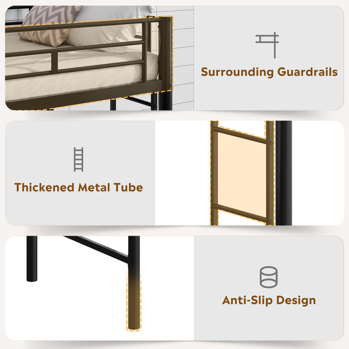 WLIVE Loft Bed Twin Size, Heavy Duty Metal Loft Bed with Safety Guard & Ladder, Noise Free, No Box Spring Needed, Black WLIVE