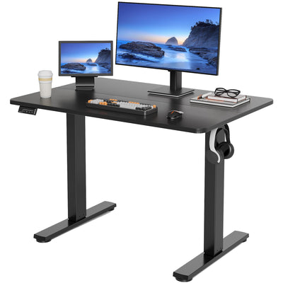 LongKe Electric Standing Desk Adjustable Height, 40x24 Inches Sit Stand up Desktop for Home Office, Ergonomic Rising Computer Table with Memory Preset, Black