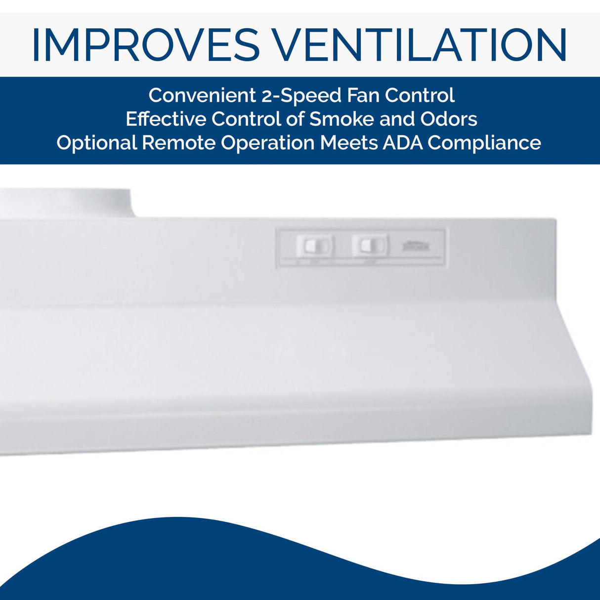 Broan-NuTone Economy 30-inch Under-Cabinet Easy Install Range Hood with 2-Speed Exhaust Fan and Light, 230 Max Blower CFM, White Broan-NuTone