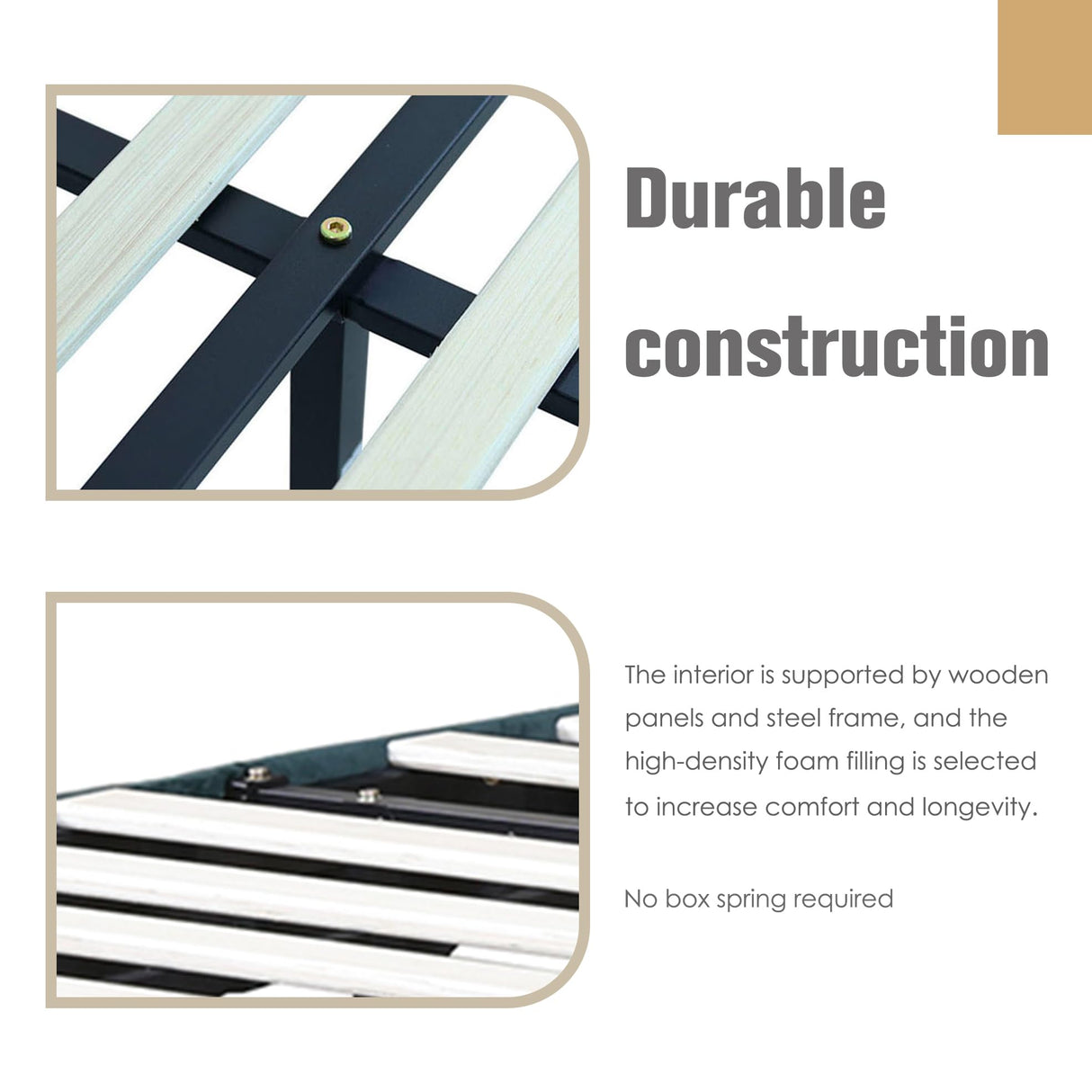 AGARTT Upholstered Platform Bed Frame King Size with Headboard and Footboard/Wooden Slats Support/No Box Spring Needed/Easy Assembly,Green Velvet AGARTT