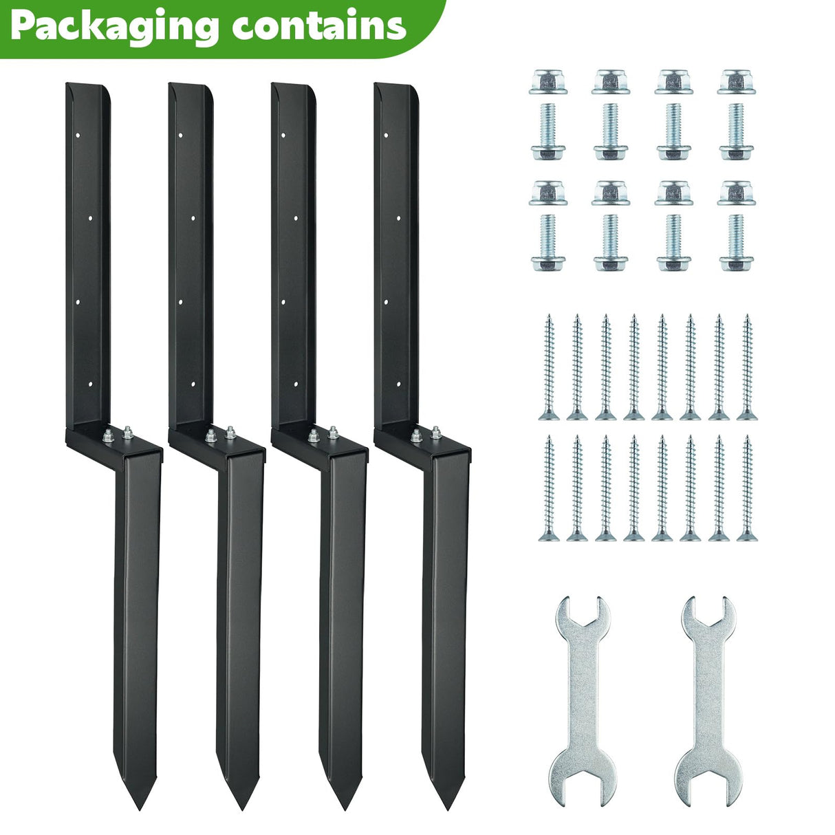 JPOIP Heavy Duty Steel Fence Post Repair Kit, 32 Inch Long Fence Post Anchor Ground Stakes for Repair Tilted/Broken Wood Fence Post (4 Pack) JPOIP