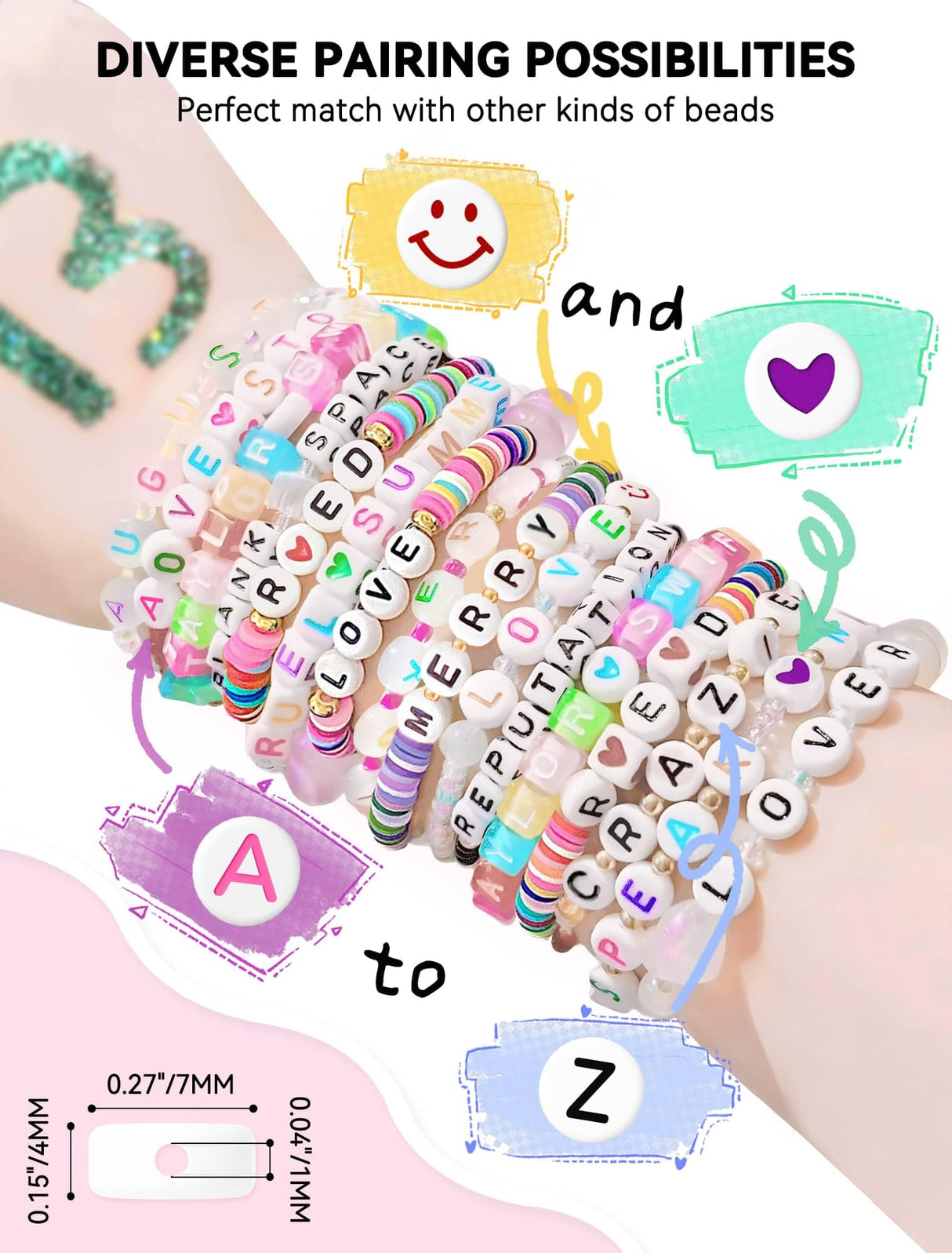 ARTDOT 1400 PCS Letter Beads, 28 Styles Friendship Bracelets Assorted Alphabet Preppy Jewelry Making Kit with Case ARTDOT