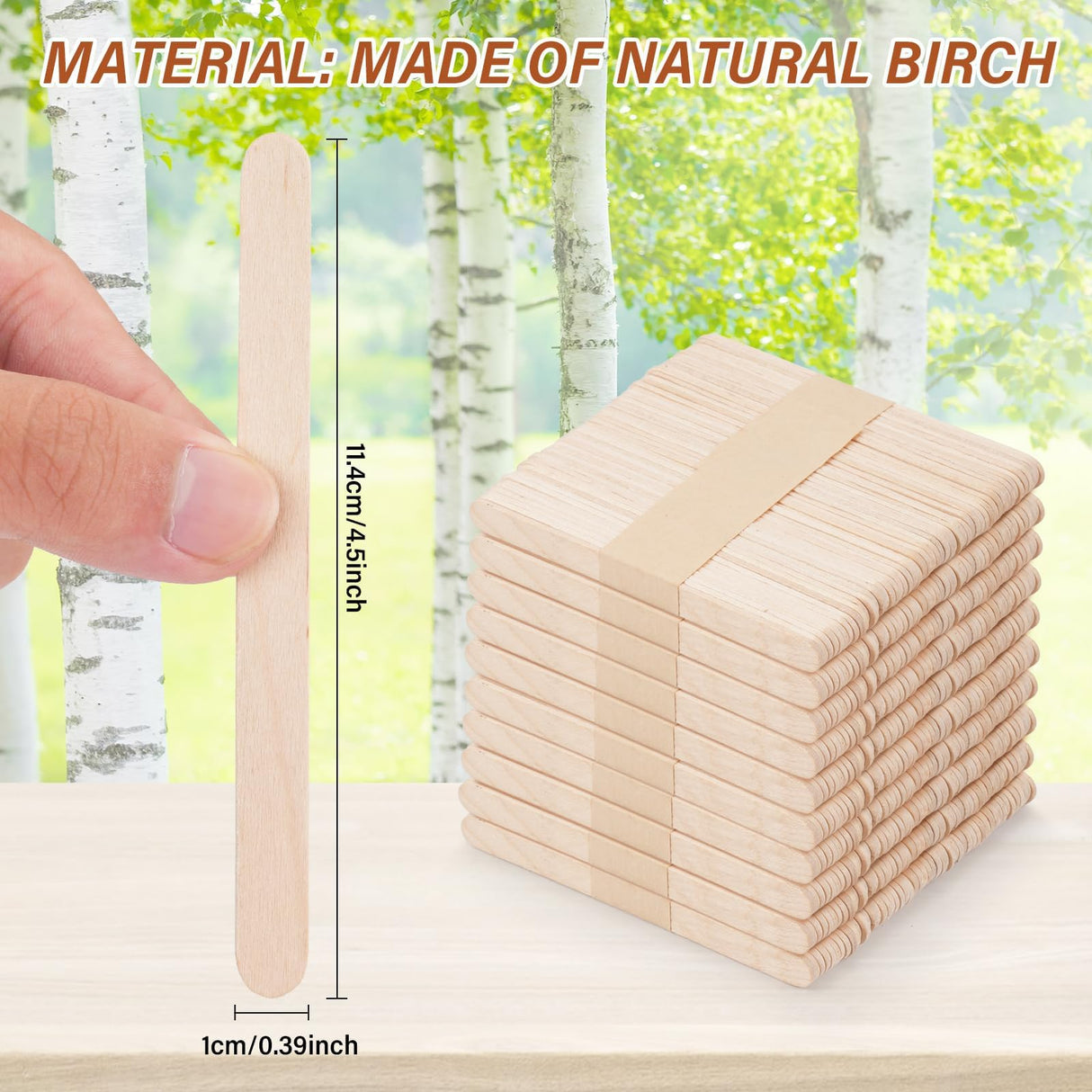 VEIDIA 2000 Pcs 4.5" Wooden Craft Sticks, Ice Cream Sticks,Natural Wood Popsicle Stick for Waxing, DIY Wood Crafts, Hair Removal and Waxing Supplies, Paint Stirrer, Art Projects and Ice Pop Sticks VEIDIA