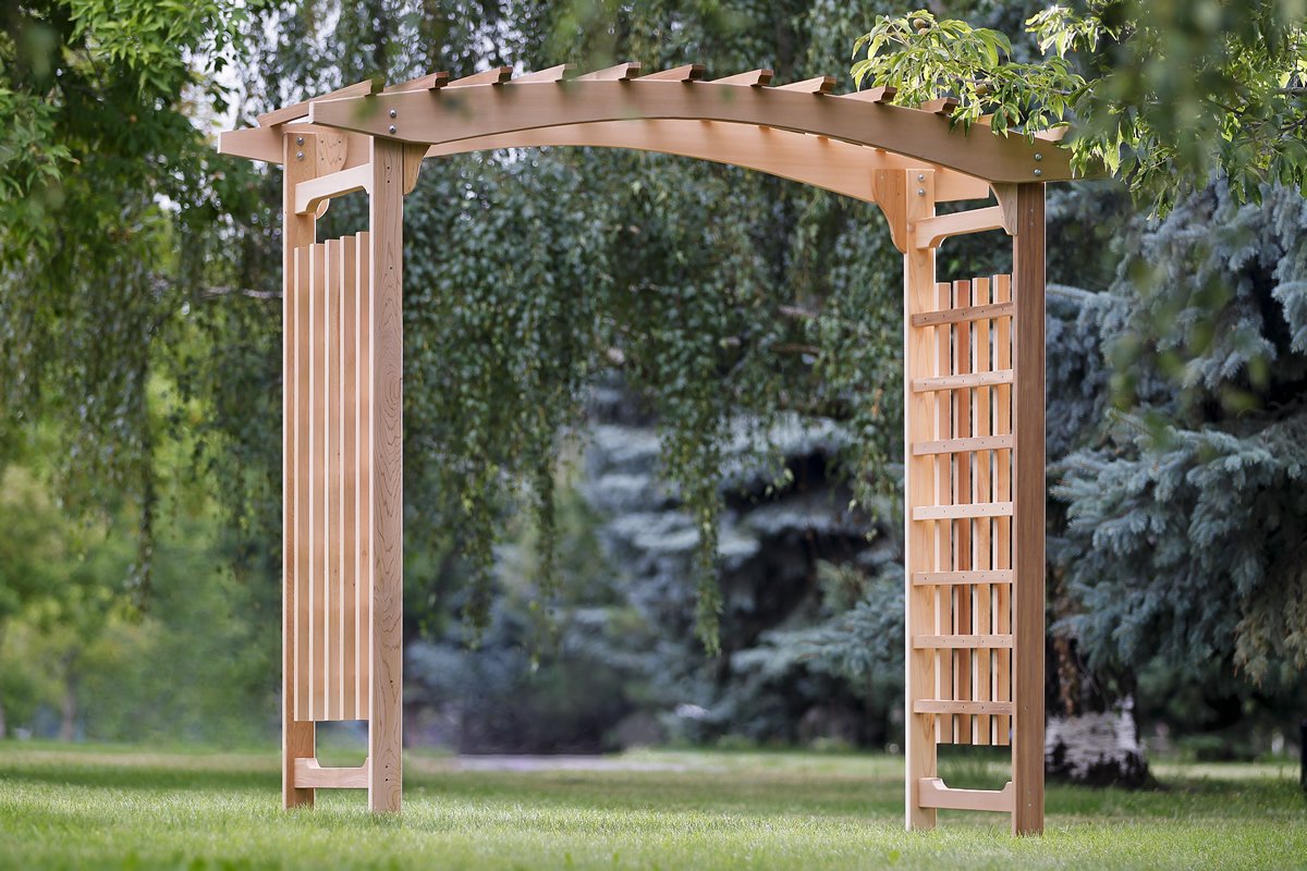 All Things Cedar PA106 Garden Arbor | 8-Ft Handcrafted Wooden Trellis for Climbing Plants Outdoor | Cedar Wedding Arches for Ceremony | Easy Assembly, Timeless Elegance, Weather Resistant 94x47x87 All Things Cedar