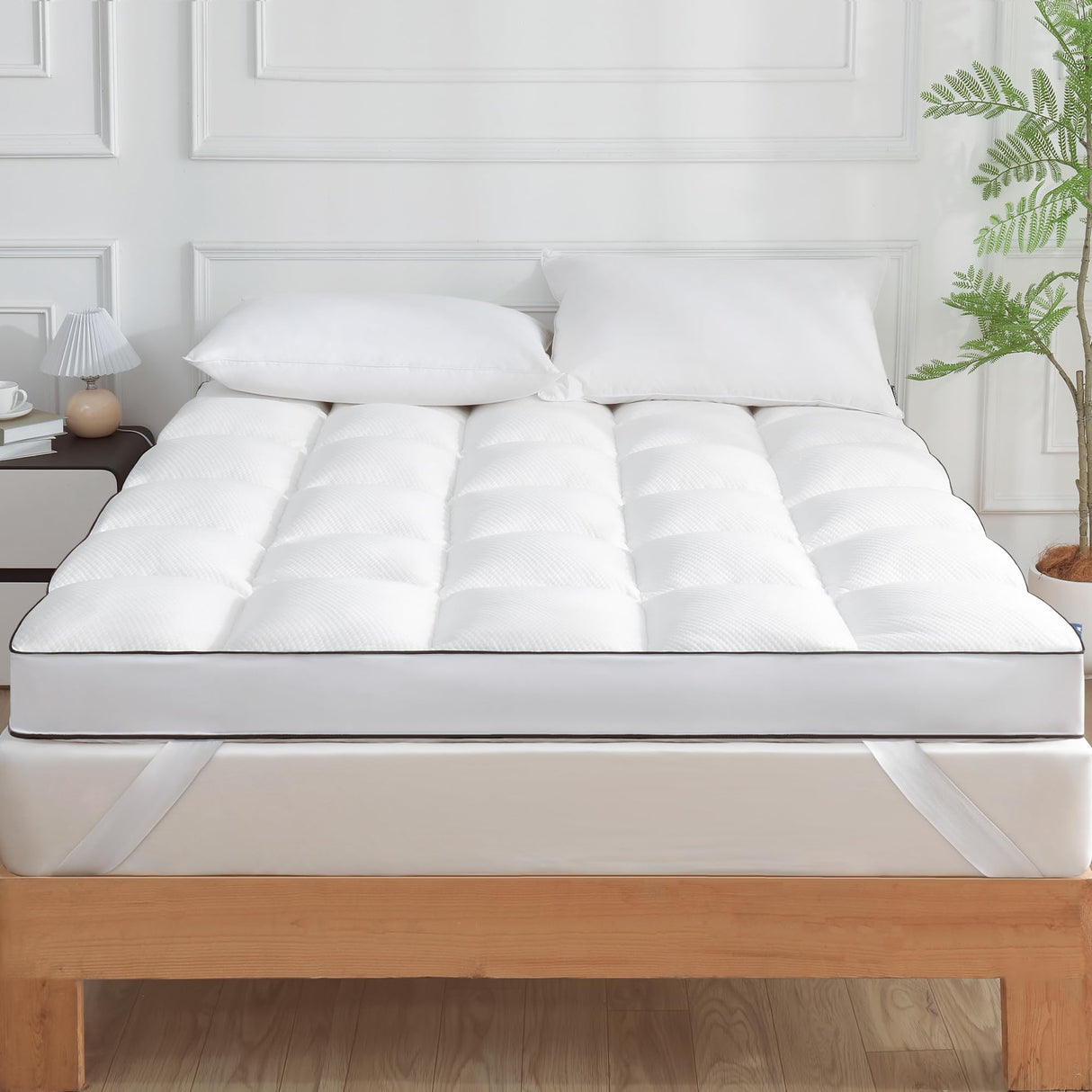 Mosluna 3 Inch Memory Foam Mattress Topper Queen Size, Extra Soft Pillow Top Mattress Topper, Fluffy Shredded Memory Foam Filled, Breathable Mattress for Back Pain Relief, 60x80 in. Mosluna