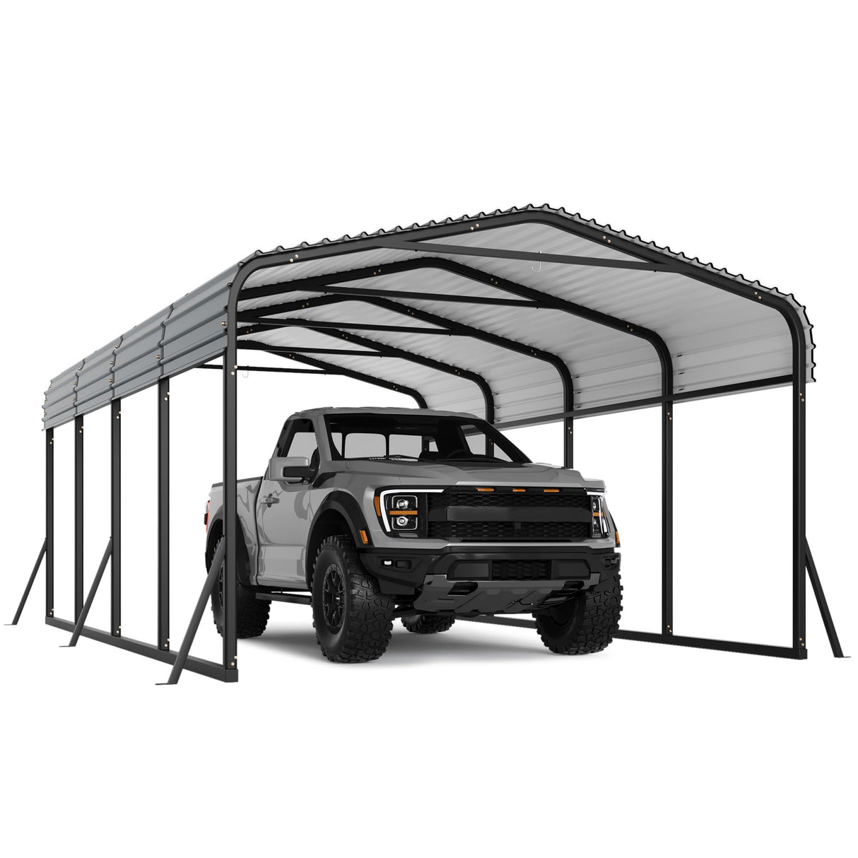 Hipicute 12' x 20' x 8.5' Heavy Duty Metal Carport with Galvanized Steel Roof, Steel Carport Kits Outdoor with Metal Roof, Galvanized Car Shelter for Tractors, Pickup, Boat, Car Hipicute