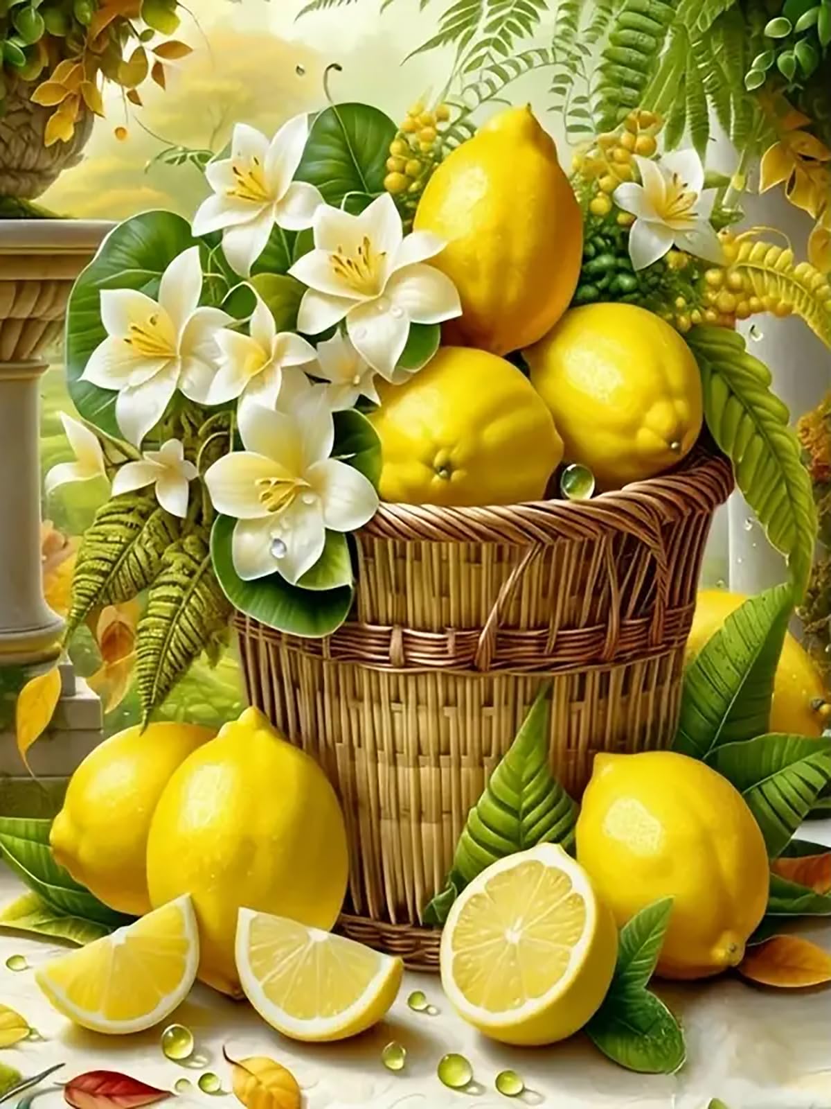 CHWGLFGG 5D Diamond Art Kits for Adults Beginners, Lemons Diamond Painting Kits, DIY Full Round Drill Paint by Diamonds Dot Gem Art for Adults, Home Wall Decor 12x16 Inch CHWGLFGG