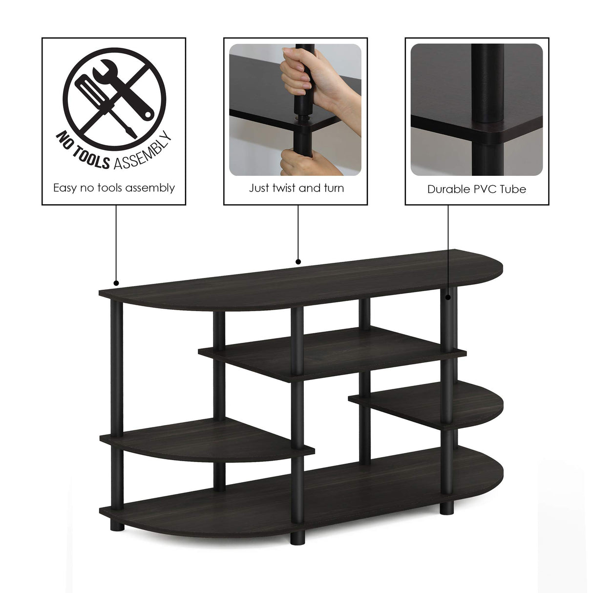 Furinno JAYA Simple Design Corner TV Stand, Espresso/Black Furinno