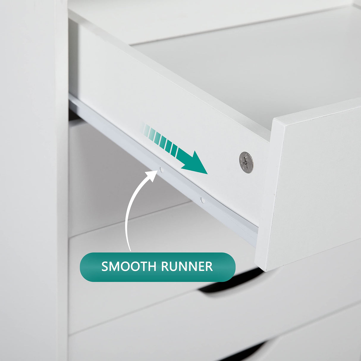 Naomi Home 7 Drawer Dresser for Bedroom, Stylish Tall Dressers with Wheels, Storage Shelves, Small Dresser for Closet, Makeup Dresser with 180 lbs Capacity - White Naomi Home