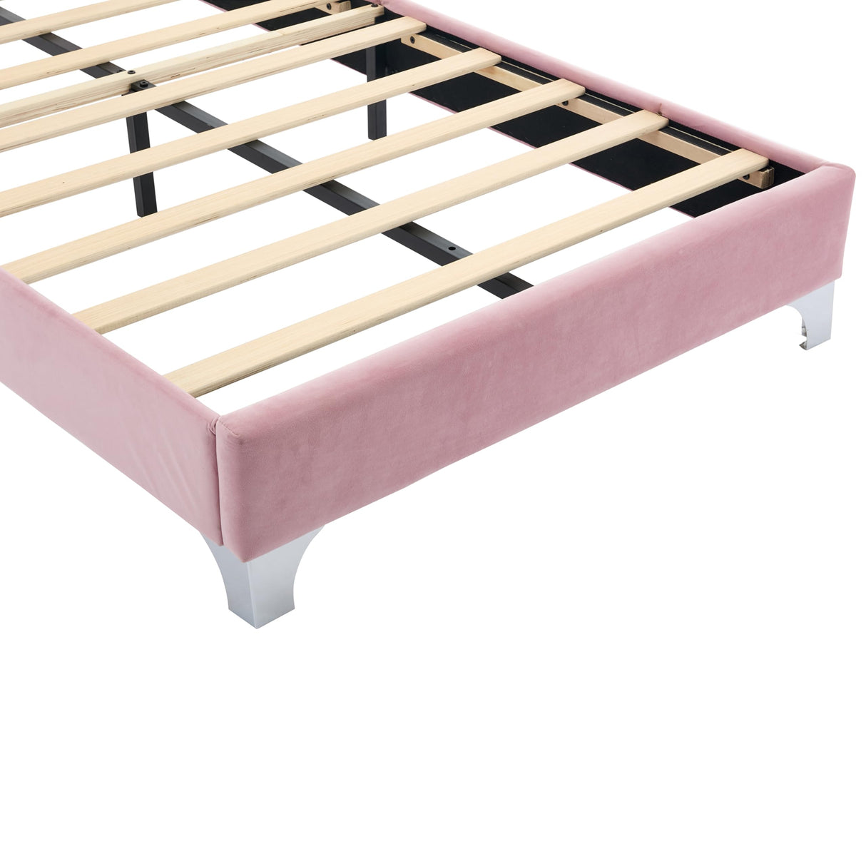 Harper & Bright Designs Velvet Twin Size Bed Frame with LED Lights, Modern Upholstered Twin Platform Bed with Tufted Headboard for Kids,Teens,Girls Boys,No Box Spring Needed,Pink Harper & Bright Designs