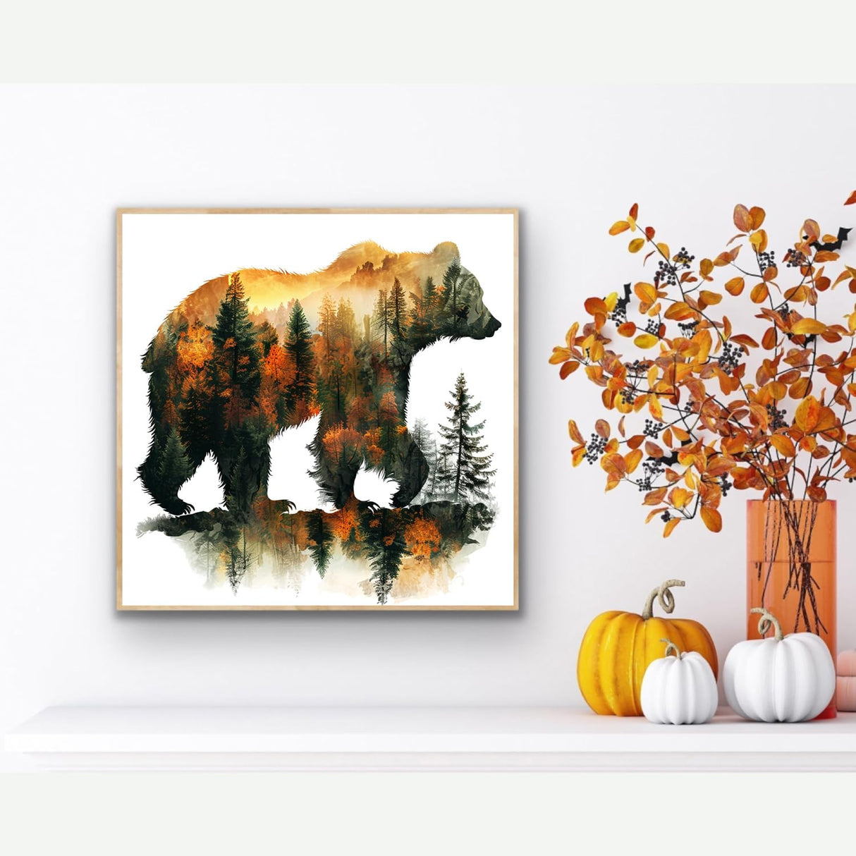 mrpwnle Diamond Art Kits for Adults,DIY Forest Bear Diamond Painting Kits, 5D Forest Bear Diamond Art Kit for Adults Beginners, Round Full Drill Diamonds Painting Gem Art Crafts 15.7x15.7in mrpwnle