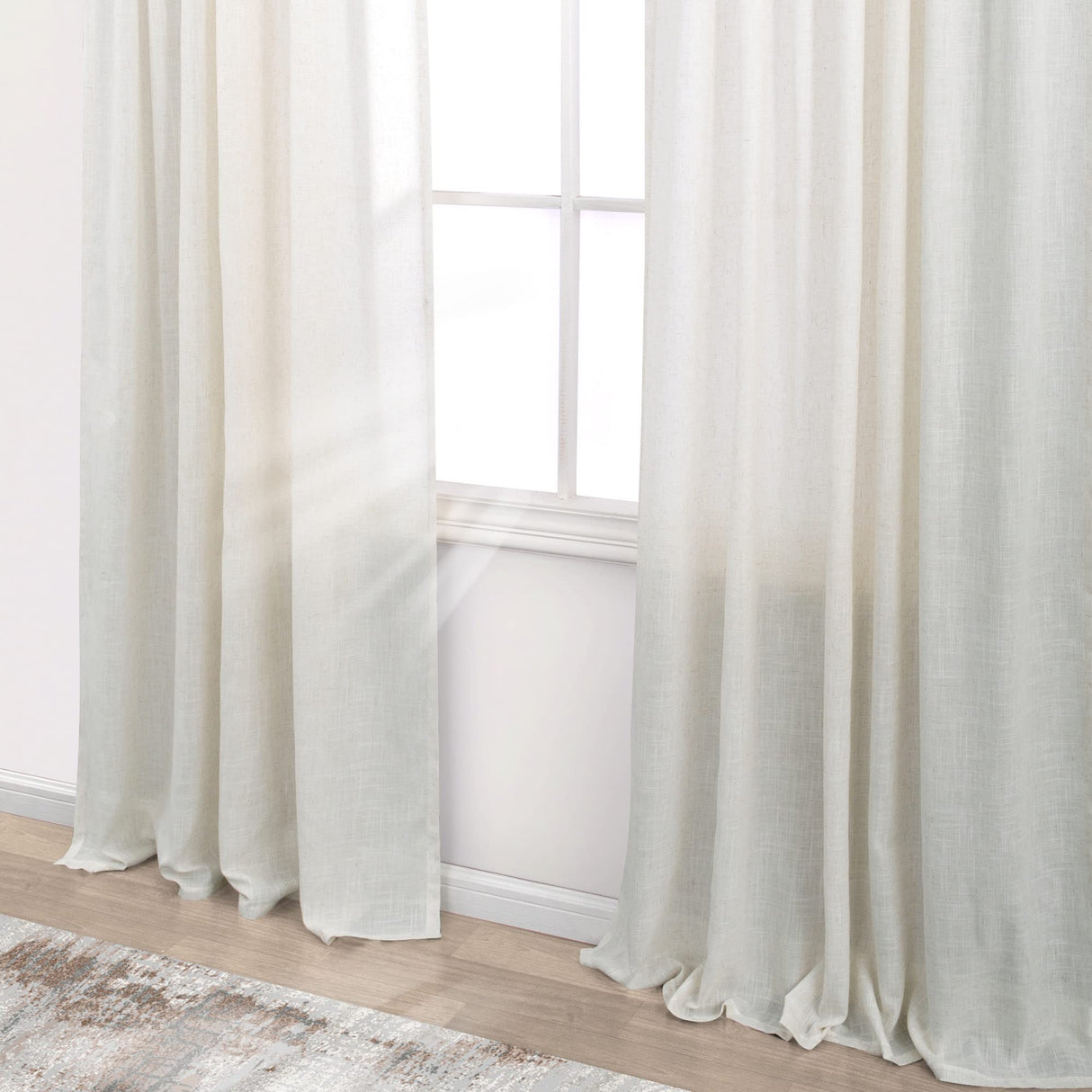 KOUFALL Extra Long 108 Inch Curtains Drapes for Farmhouse Living Room,Linen Sheer Wide Curtain Set for Large Window 2 Panels,52 Inch Width by Size 108 Length,Cream KOUFALL