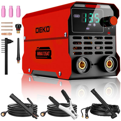 Mini Stick/Lift TIG Welder:DEKOPRO 135Amp 110V MMA Portable ARC Welding Machine Kit with Lift TIG Torch, IGBT Digital Display LCD, Hot Start, Arc Force, Anti-Stick