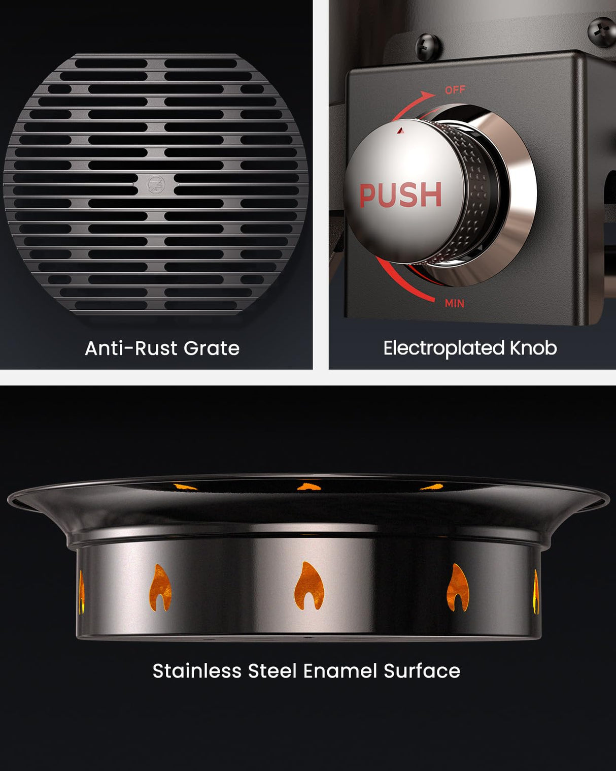 Ciays Large Propane Fire Pit 24 Inch, Gas Fire Pit with Grill Grate, Folding Legs, Hose Hooks, Propane Tank Holder, Cover & Carry Strap, CSA Certified Portable Outdoor Fire Pit for Camping, 58,000 BTU Ciays