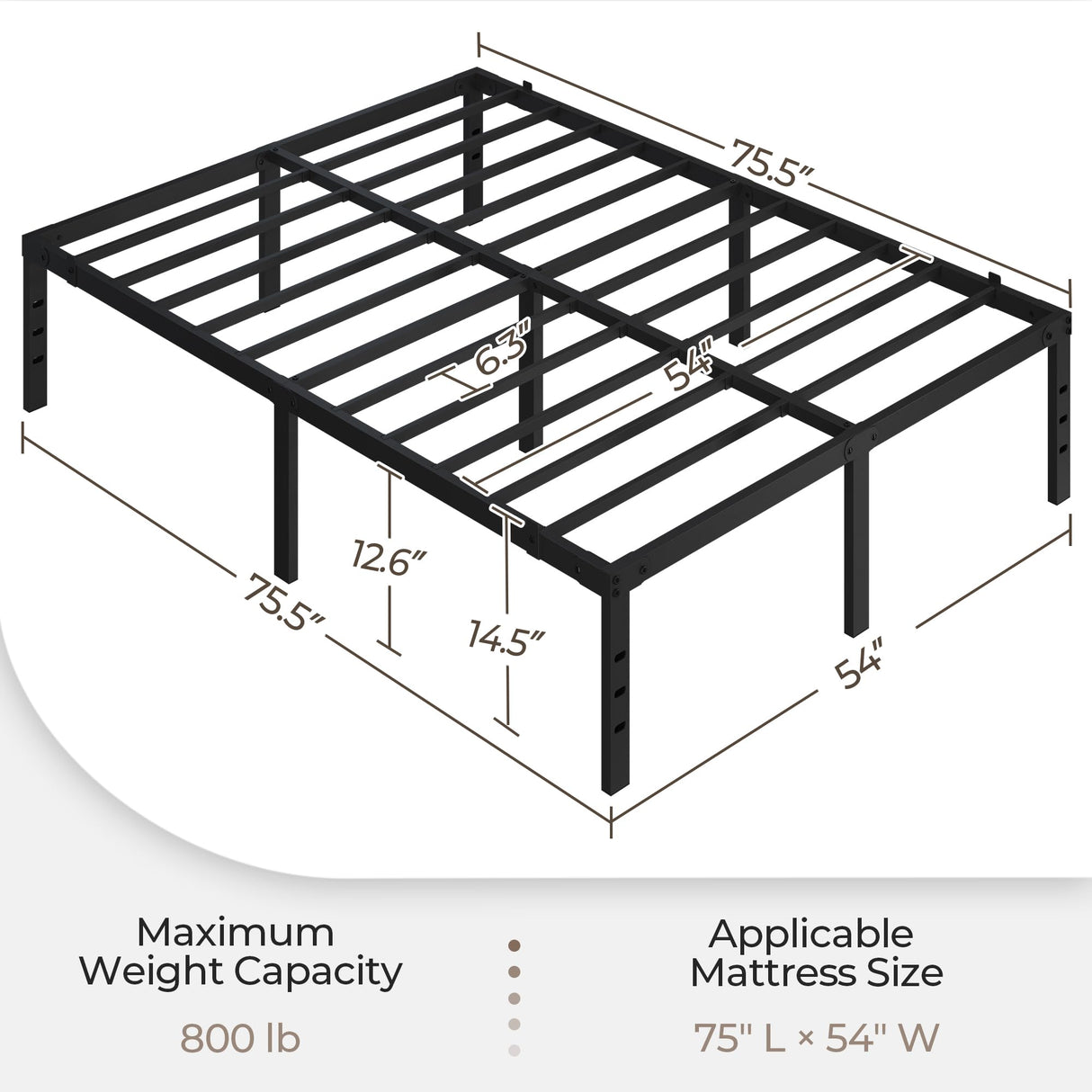 Yaheetech Full Bed Frame with Storage Space, No Box Spring Needed, 14 Inches Powerful Storage Space, Sturdy Steel Slat Support, Black Yaheetech