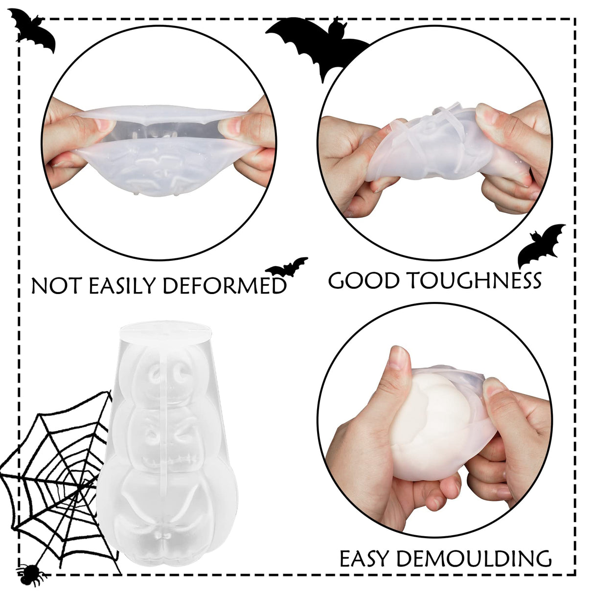 3D Pumpkin Candle Mold Halloween Resin Casting Silicone Mold for DIY Aromatherapy Candles Wax Plaster Polymer Clay Decoration ZAKVOOR