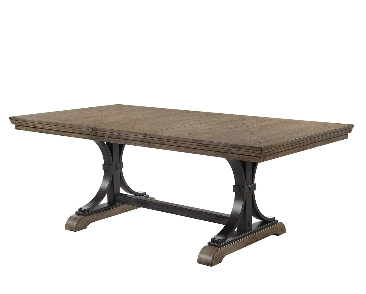 Roundhill Furniture Birmingham 8-Piece Dining Set: Extendable Table with 4 Side Chairs, 2 Armchairs, and a Nailhead Bench, Driftwood Finish Roundhill Furniture