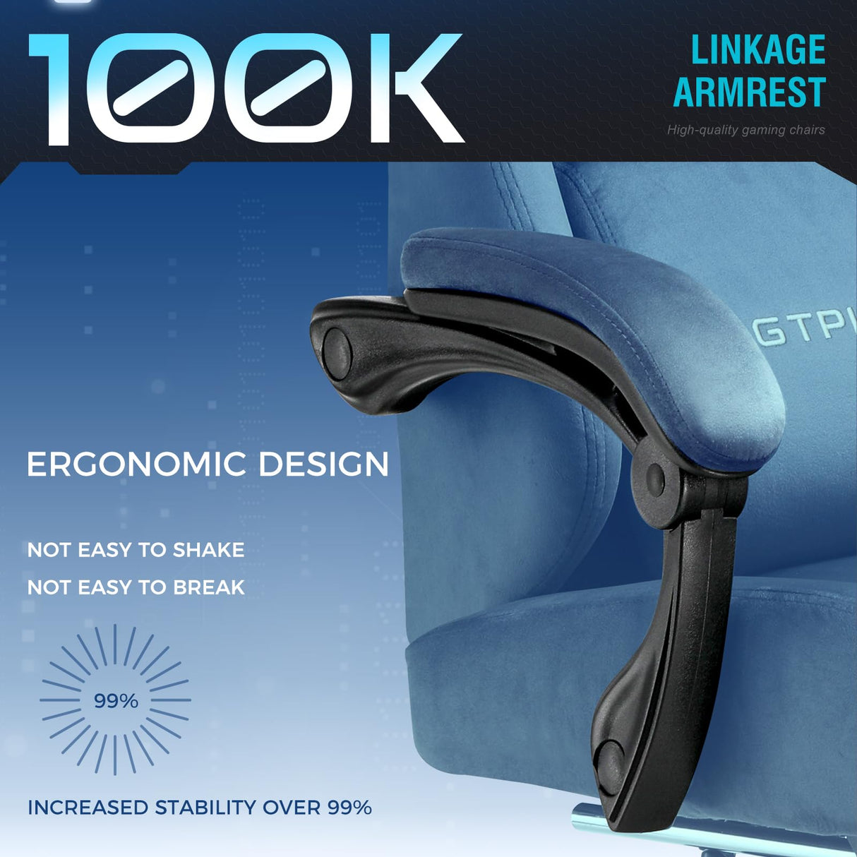 GTPLAYER Gaming Chair Fabric with Pocket Spring Cushion, Big and Tall Gaming Chair 350LBS High Back Computer Chair with Footrest for Adults Lumbar Support Swivel Game Chair for Office Gaming Blue GTPLAYER