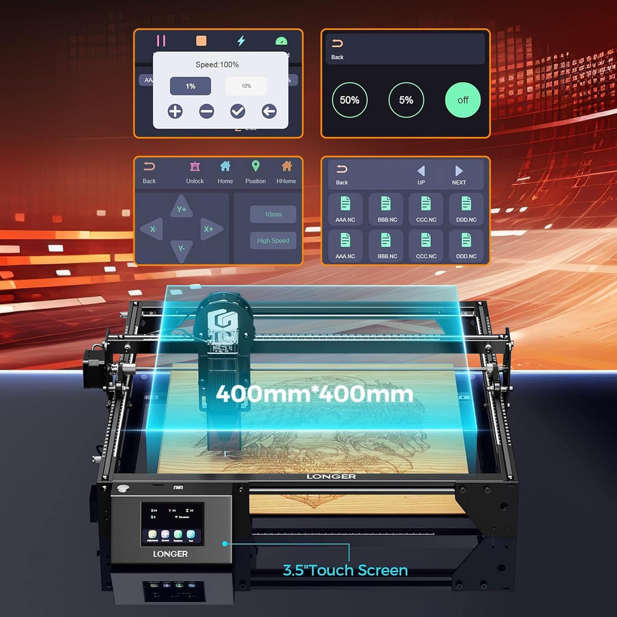 Longer RAY5 10W Laser Engraver 10000mW Output 32-bit Motherboard, App Offline Control, DIY Engraver Tool for Metal/Glass/Wood QFLONGER