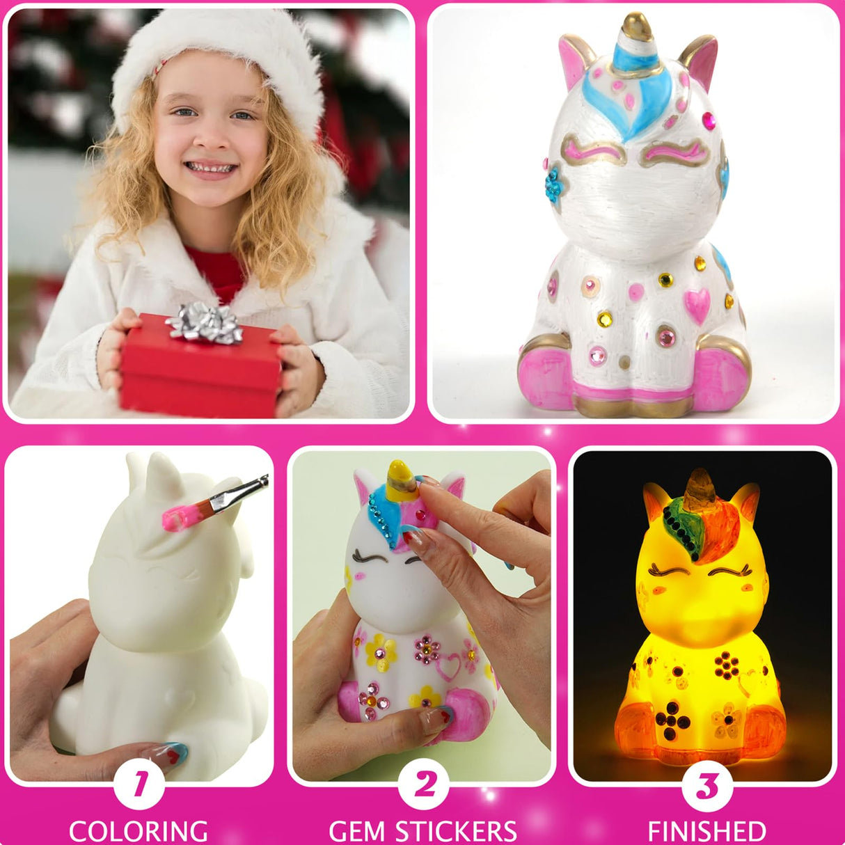 DoodleDoo Paint Your Own Unicorn Lamp Kit - DIY Night Light, Arts and Crafts Painting Kits for Kids Ages 4-8, Art Supplies Creative Crafts Toy Birthday Gift for Boys Girls Ages 4 5 6 7 8 9 10 11 12 DoodleDoo