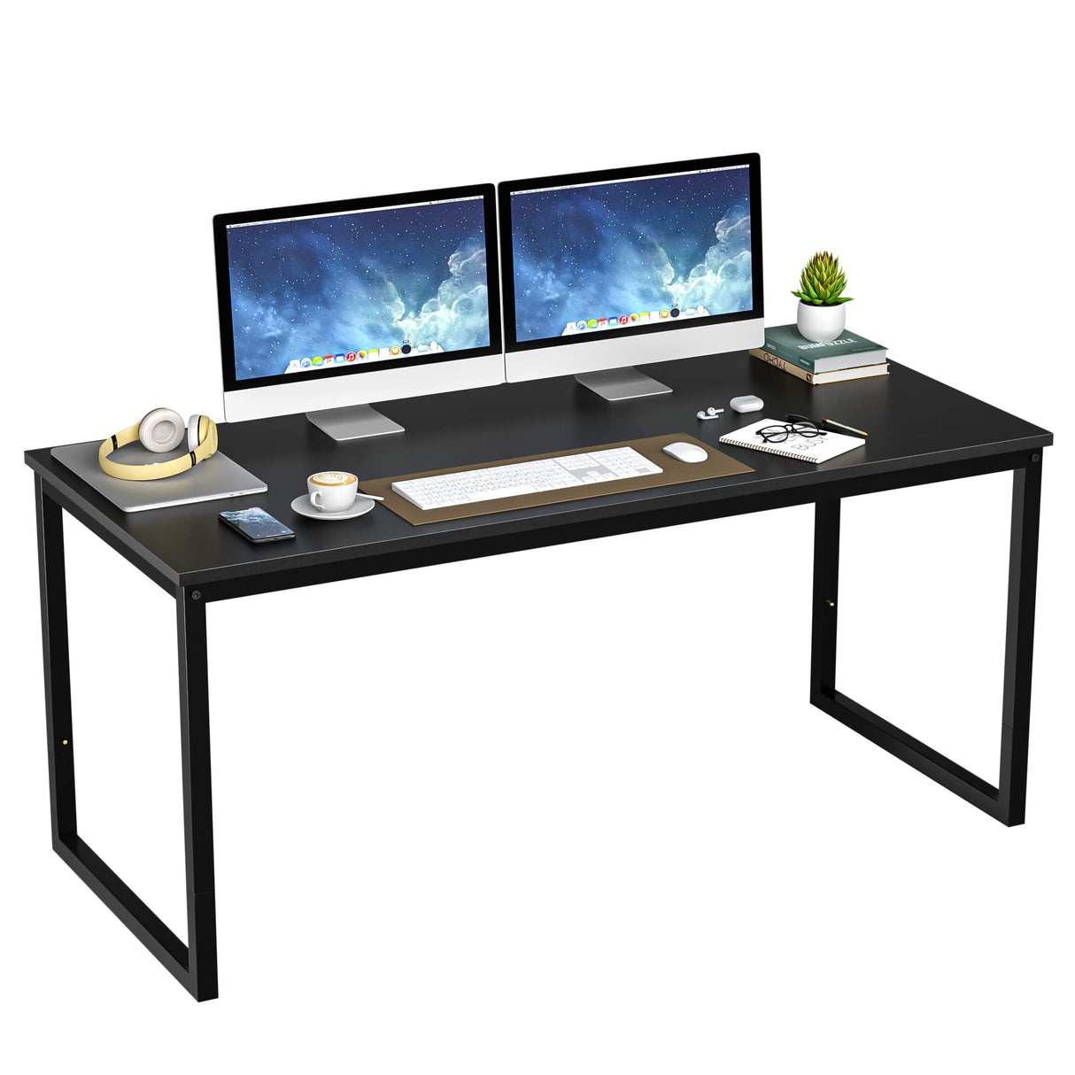 ZenStyle Computer Desk 55" Large Office Desk Computer Table Laptop PC Simple Study Writing Desk for Home Office, Black ZenStyle