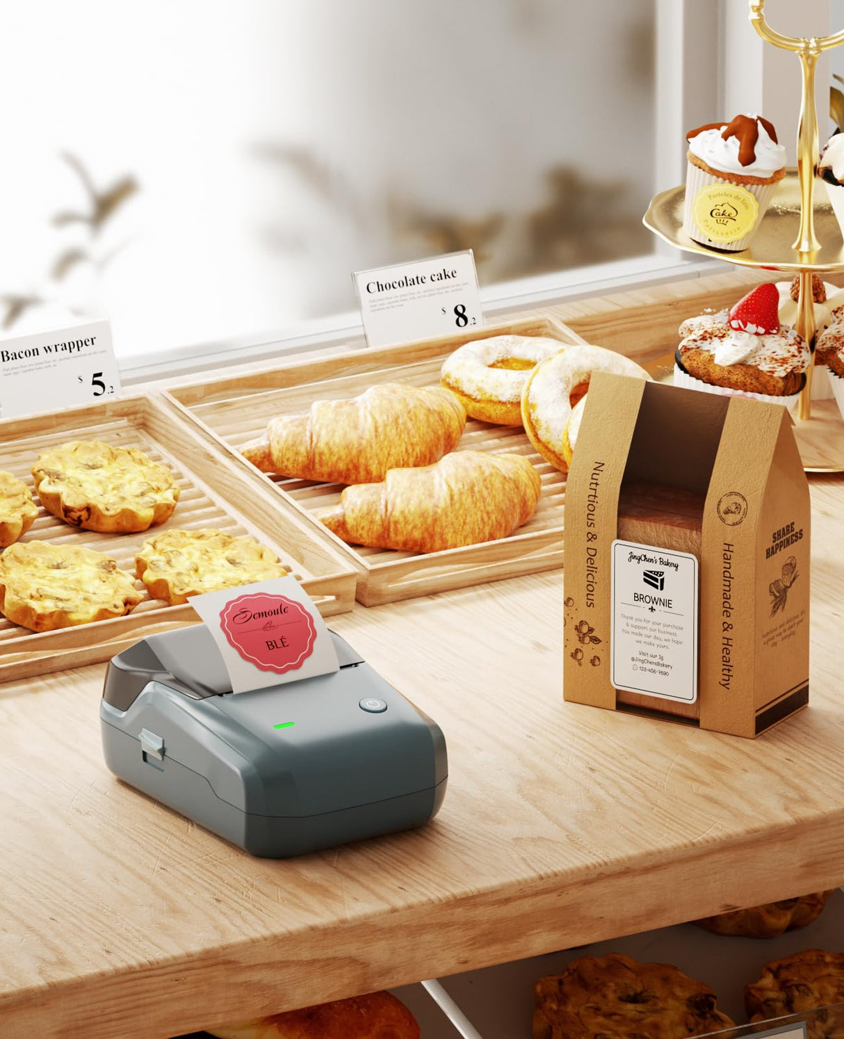 NIIMBOT B1 Label Maker Machine with Tape, Thermal Label Printer Easy to Use for Office Supplies, Home, Business, 2 Inch Label Maker with 2'' x1.18'' Labels-230pcs/Roll NIIMBOT