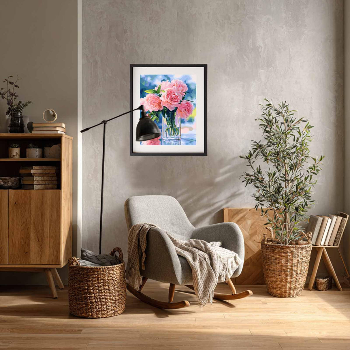 Peonies Paint by Number, Pink Flowers Paint by Numbers Kit for Adults, Floral Acrylic Painting, Plant Canvas Wall Art, Peony Poster for Home Wall Decor - Flower Plants(16x20inch, No Frame) Cawpom