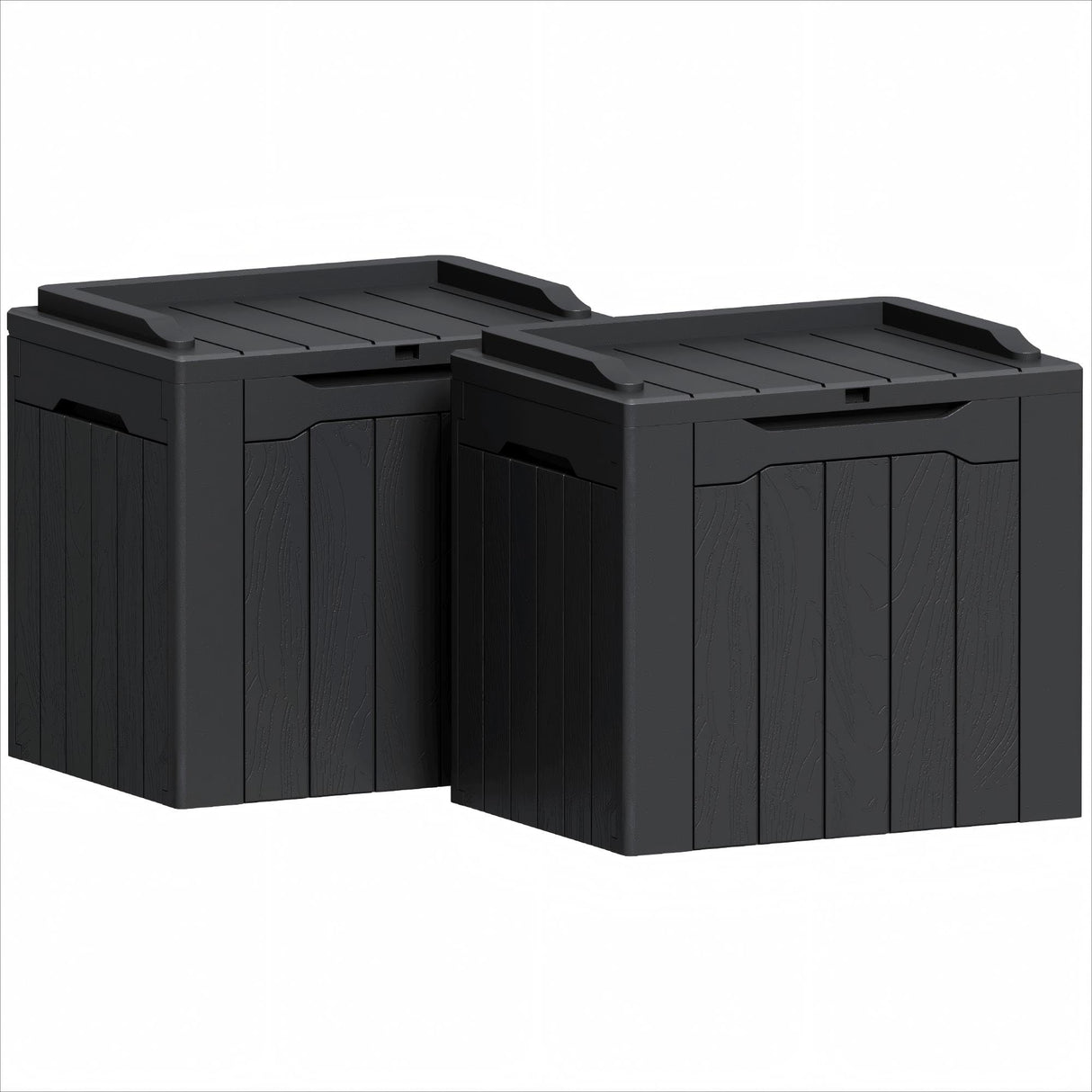 Greesum 31 Gallon Deck Box for Outside, All Weather Outdoor Storage Boxes for Patio Furniture Set, Package Delivery Box, Garden Tools, Black(Set of 2) Greesum