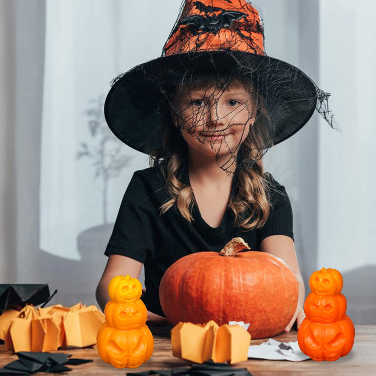 3D Pumpkin Candle Mold Halloween Resin Casting Silicone Mold for DIY Aromatherapy Candles Wax Plaster Polymer Clay Decoration ZAKVOOR