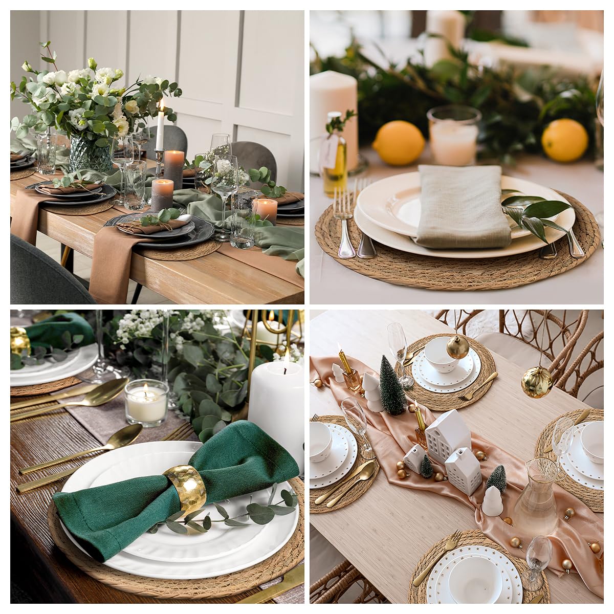 13 in Round Woven Placemats Plate Chargers Set of 10, Boho Farmhouse Rustic Woven Place Mats for Dining Table Decor, Rattan Wicker Table Mats Jute Braided Chargers for Dinner Plates BAVIFY