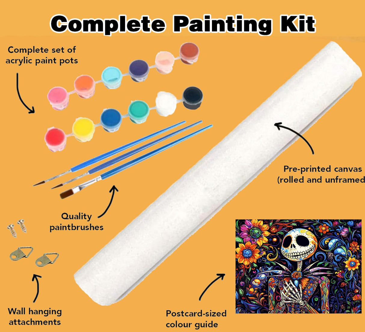 Meothan Paint by Numbers Kits for Adults Beginners- Easy Canvas Nightmare Before Christmas Paint by Number for Home Decor and Gifts 16X20 inch (Halloween) Meothan