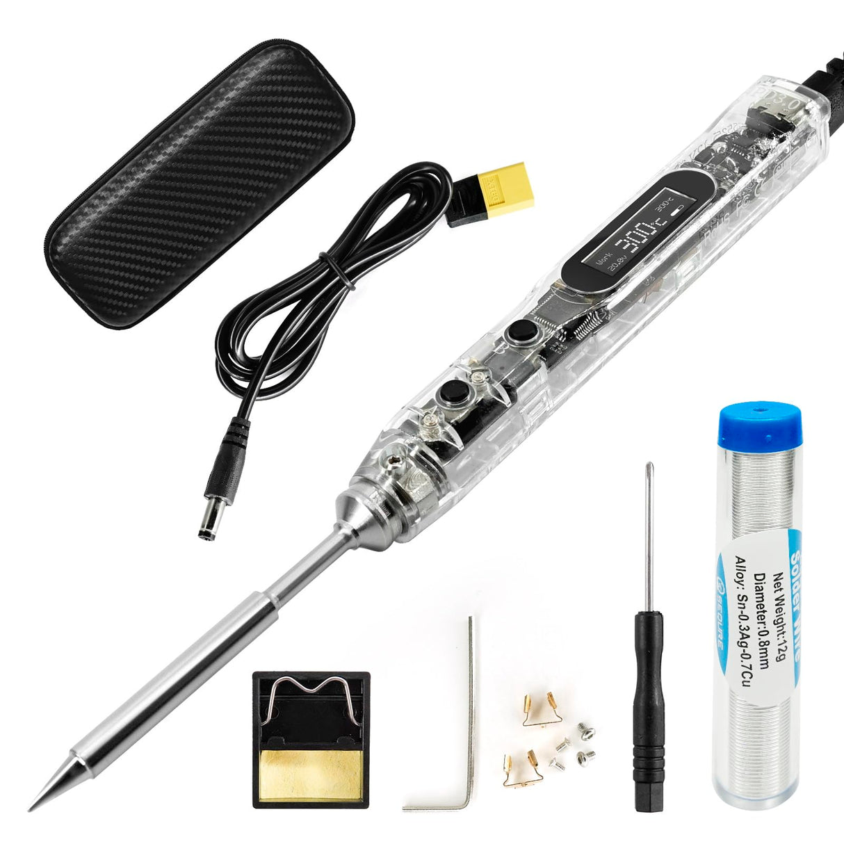 SEQURE SI012 Soldering Iron Kit, 68W Portable Soldering Iron Electric, Fast Heating, DC+PD Power Input, Digital OLED Display, Constant Temperature, Auto Sleep Welding Tool, TS-B2 Soldering Tip, XT60 SEQURE