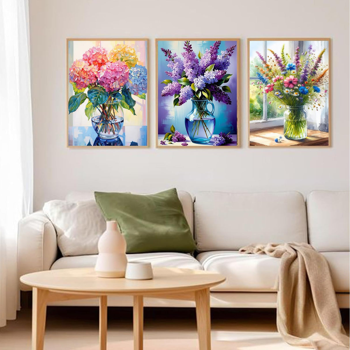 Diamond Art Kits for Adults - 3 Pack Flowers Diamond Painting Kits for Adults, 5D Round Full Drill Vase Gem Art Paint by Diamonds Pictures DIY Crafts Kits 12x16inch Axquilon