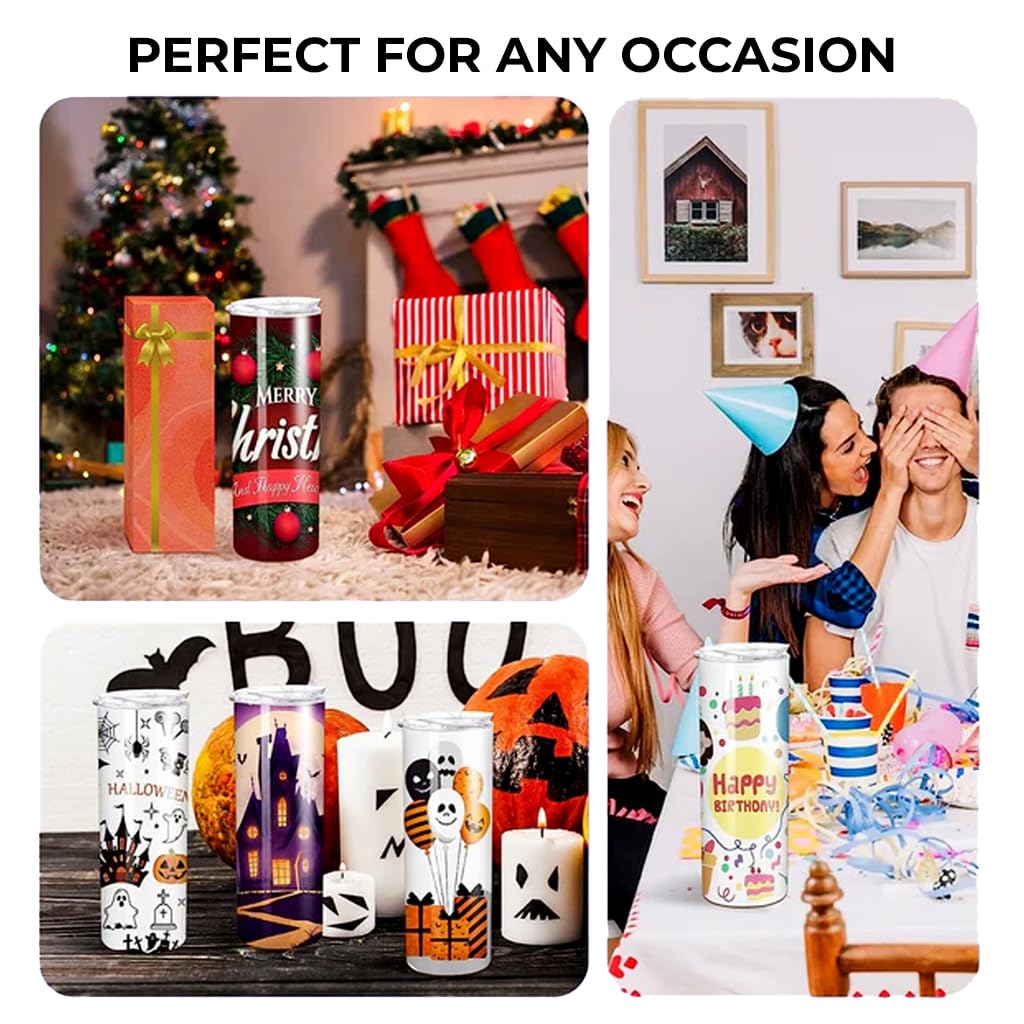 Rumble Tumblez Sublimation Tumblers - Skinny Tumbler Stainless Steel - 20oz Blank with Lid and Straw - Double-Wall 20 Oz Tumbler Bulk, Easy to Use and Perfect for Gifting Purpose 6 Pack Rumble Tumblez